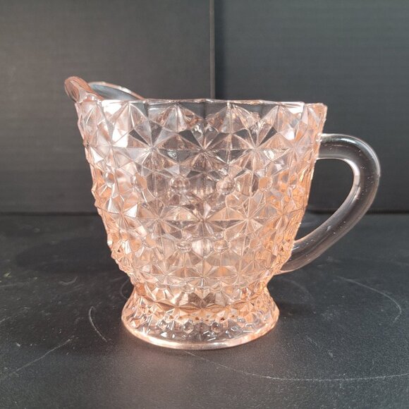 Share Vintage Jeanette Pink Depression Glass Buttons And Bows Creamer Pitcher - Picture 1 of 6